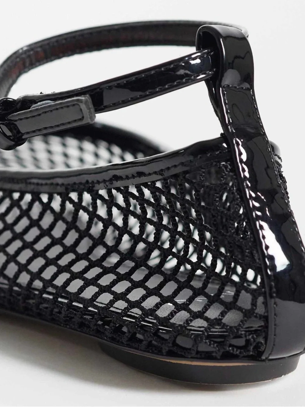 Mango Black Mesh Ballet Flats w/removable ankle Strap - Picture 5 of 7